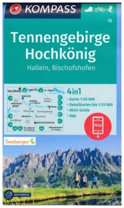 Kompass Wandelkaart 15 Tennengebirge, Hochkönig, Hallein, Bischofshofe