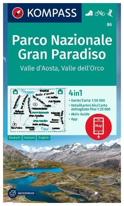 Kompass Wandelkaart 86 Gran Paradiso, Valle D'Aosta, Valle Dell'Orco 2 Kompass Wandelkaart 86 Gran Paradiso, Valle D'Aosta, Valle Dell'Orco